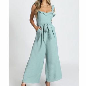 Cynthia Ruffle Jumpsuit-sage